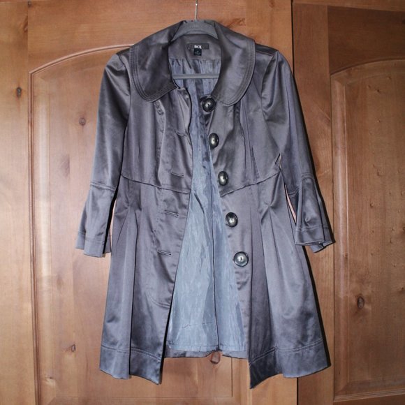 BCX Pleated Satin Pea Coat - Picture 1 of 9